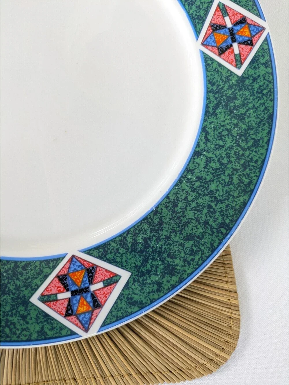 1990s Geometric / Southwestern Pattern Stonewear Plates (2), Lynn's Avanel